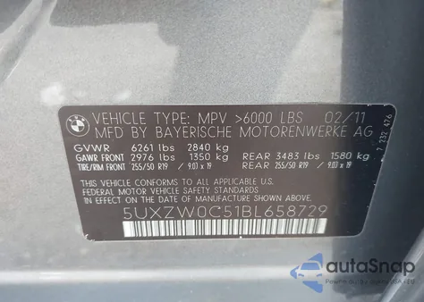 2011 BMW X5 xDrive35D from USA, damaged, VIN 5UXZW0C51BL658729